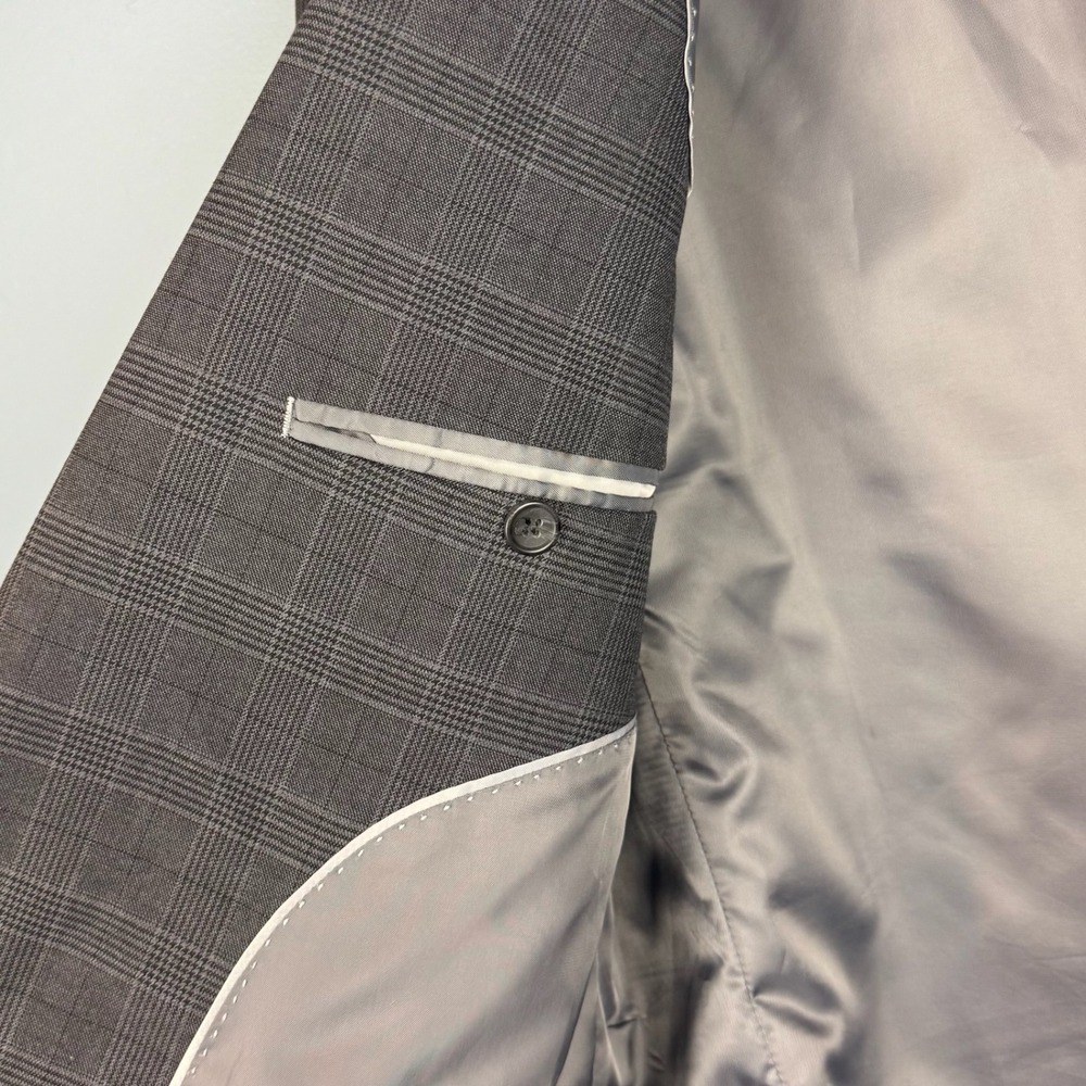 Banana Republic Men 46 Regular Gray Glen Plaid Slim Fit Sport Coat Blazer Jacket - Picture 5 of 11